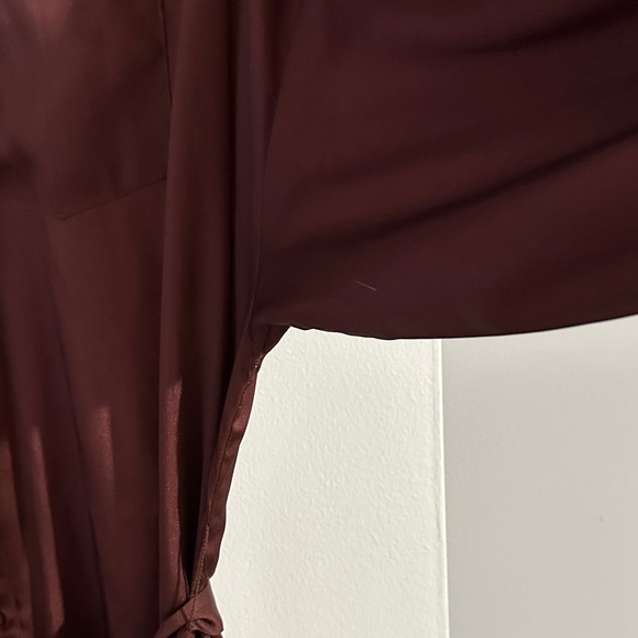 Express Brown Long-Sleeve Floral Shirt Dress with Pink Accents - Picture 5 of 11